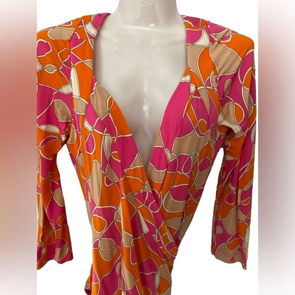 EUC Colourful Audrey Mai Wrap Dress - Picture 2 of 8